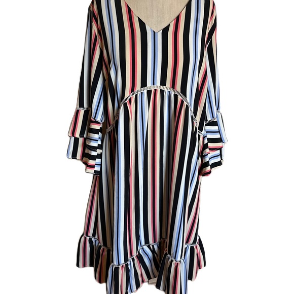 Molly Bracken Colorful Striped Dress. Size Large - Picture 1 of 8
